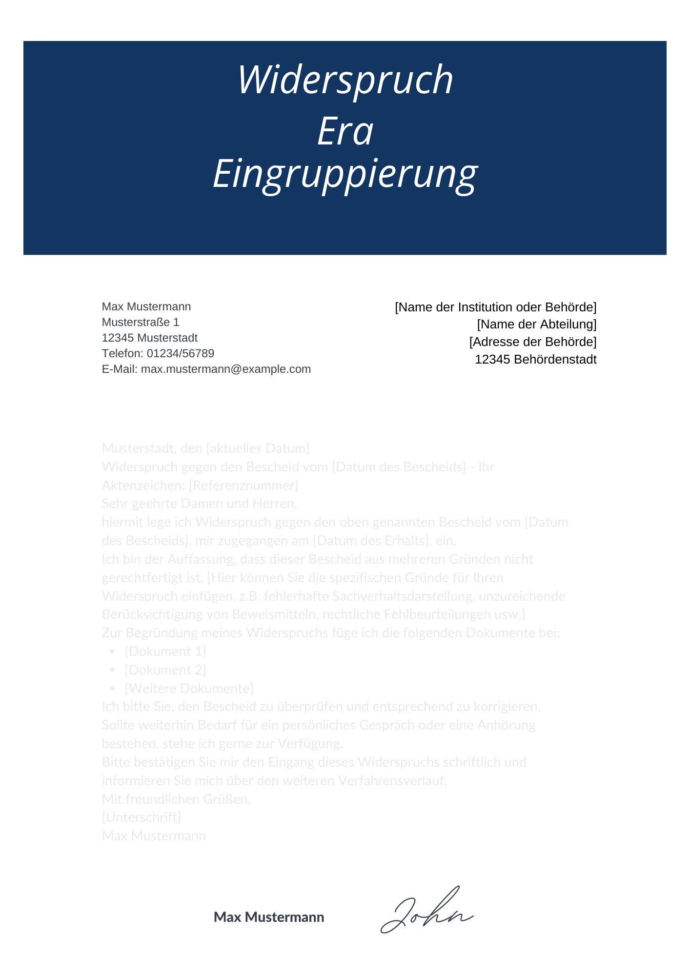 Widerspruch Era Eingruppierung