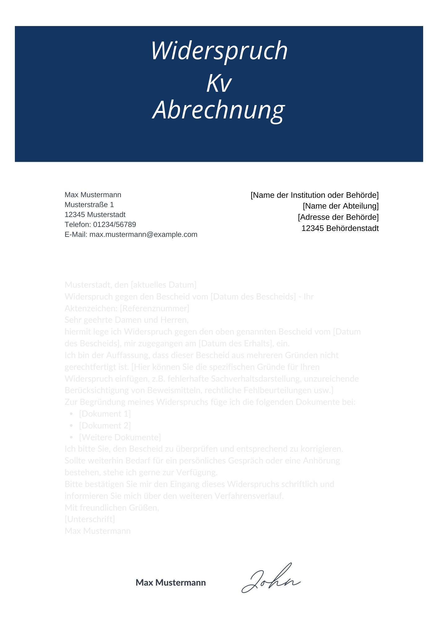 Widerspruch Kv Abrechnung
